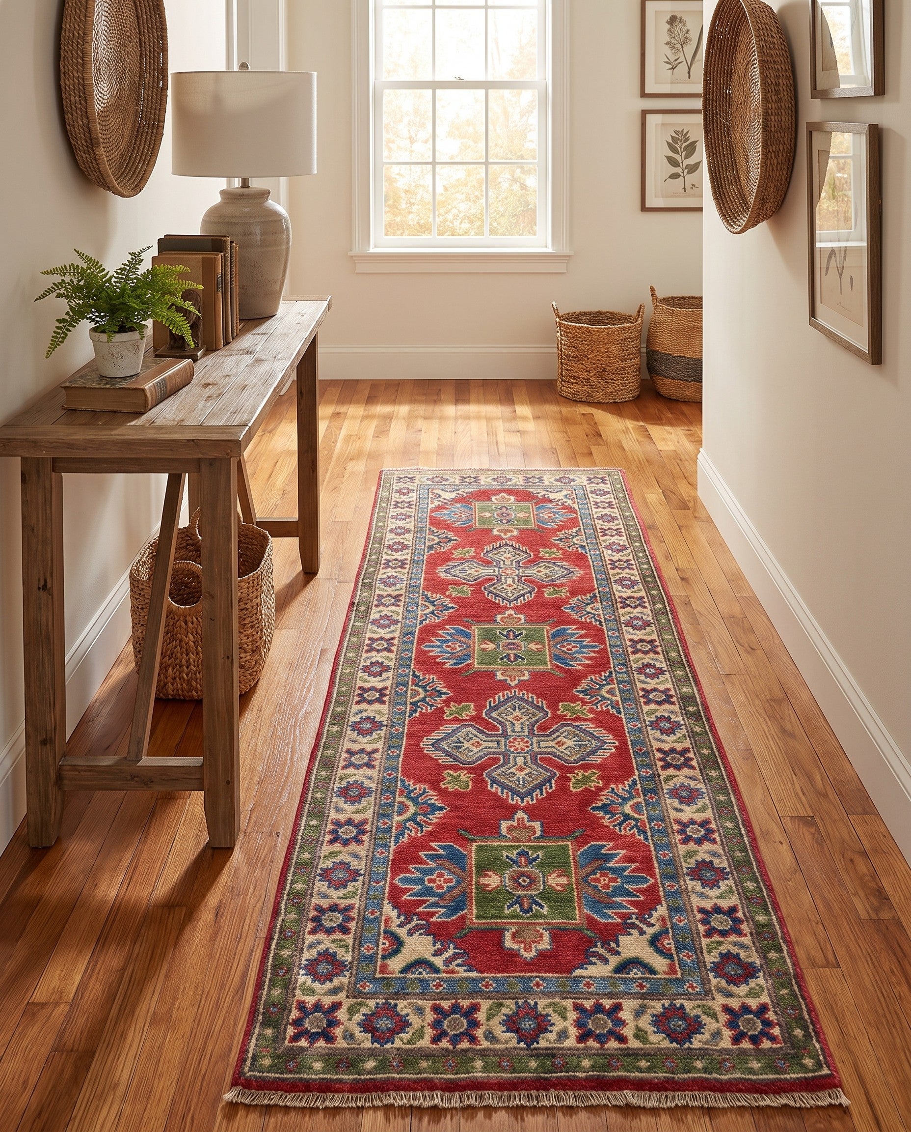 2' 2 x 6' 2 Hand Knotted Kazak Runner Rug
