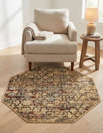 Beige Cream Saturn Octagon Rug