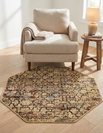 Beige Cream Saturn Octagon Rug