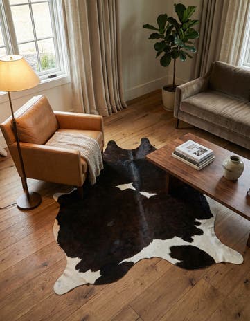 4' 10 x 5' 7 Cowhide Leather Square Rug