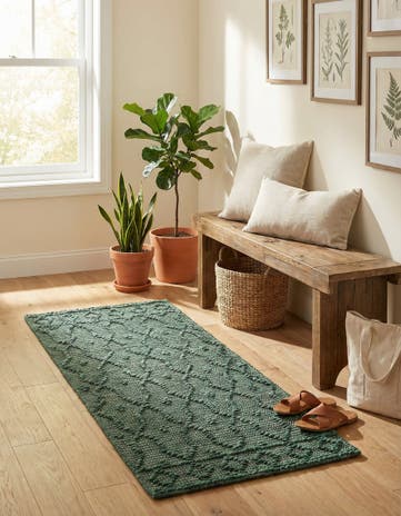 Hunter Green Hand Woven Larsa Jute Runner Rug