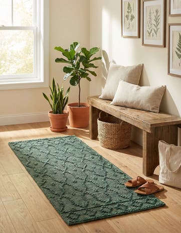 Hunter Green Hand Woven Larsa Jute Runner Rug