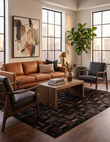 5' 3 x 8' 2 Cowhide - Patchwork Rug