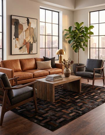 5' 3 x 8' 2 Cowhide - Patchwork Rug