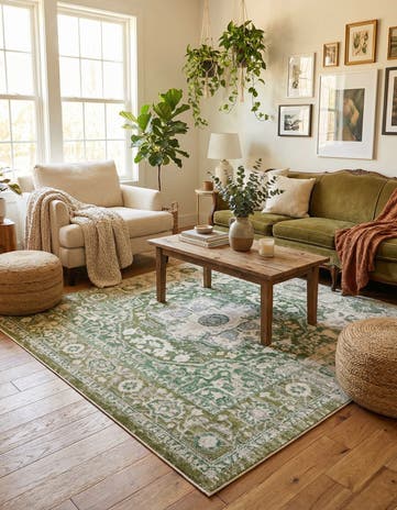 Paste Forest Green Madeline Vintage Square Rug