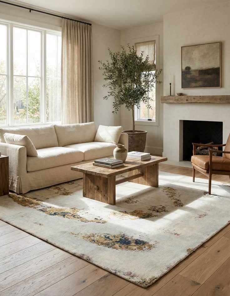 Detail image of 6' x 6' 5 Hand Knotted Ultra Vintage Persian Wool Square Rug