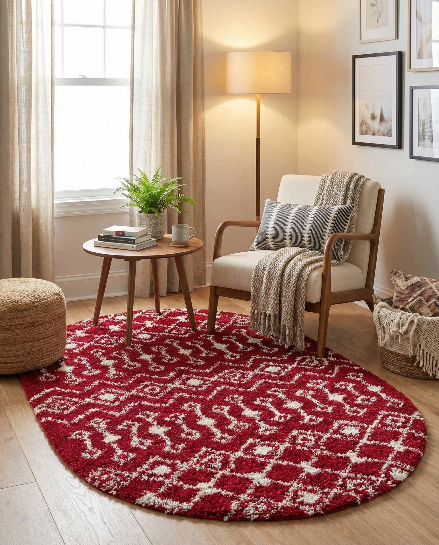 5' 3 x 8' Moroccan Trellis Shag Oval Rug