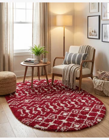 5' 3 x 8' Moroccan Trellis Shag Oval Rug