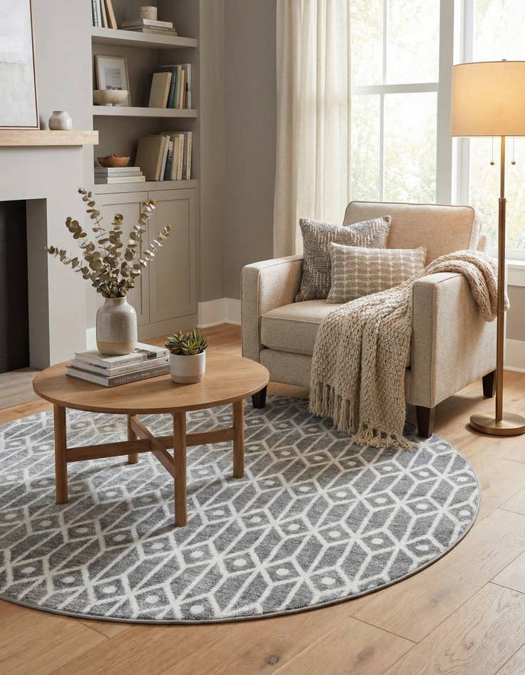 Detail image of 7' x 7' Lattice Trellis Round Rug