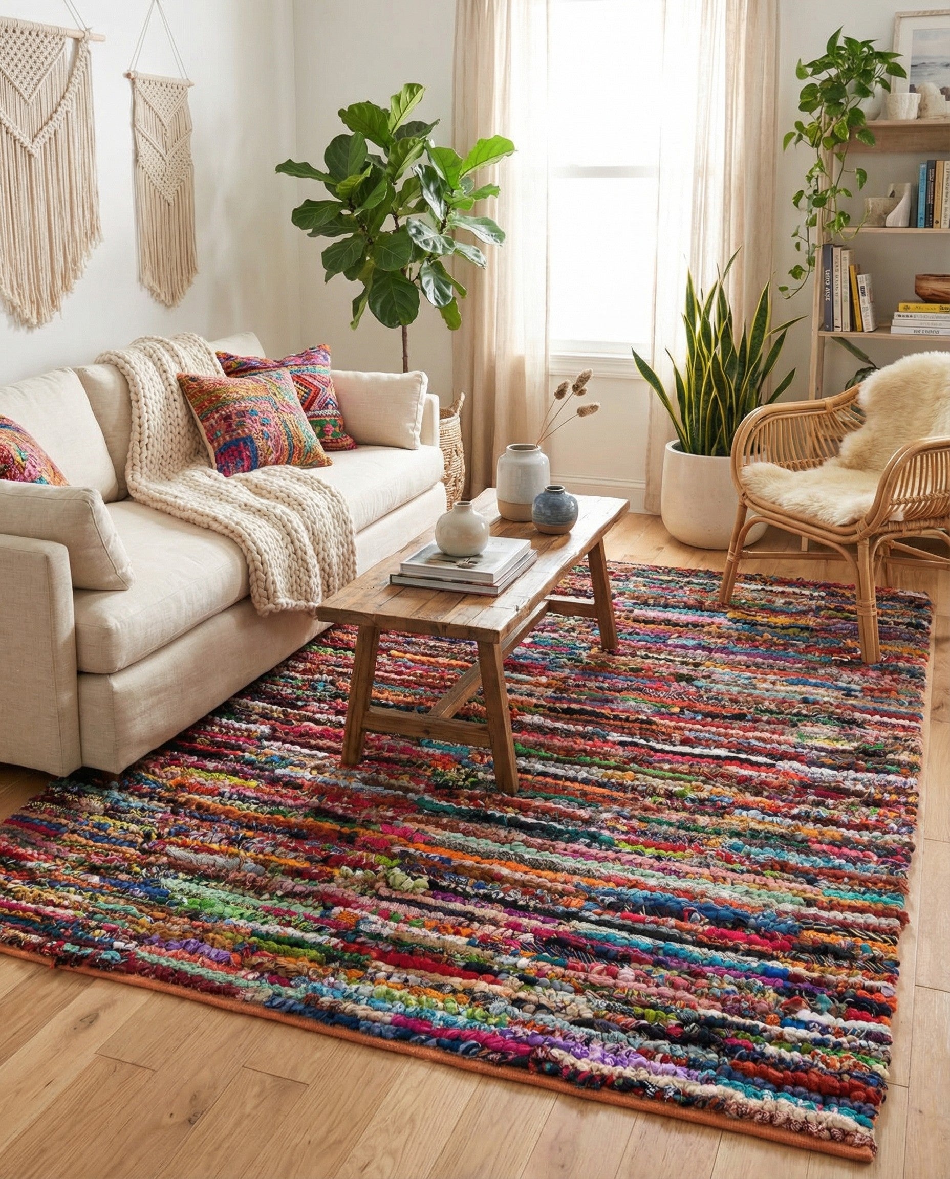 8' x 10' Handmade Braided Chindi Rug