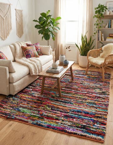 8' x 10' Handmade Braided Chindi Rug