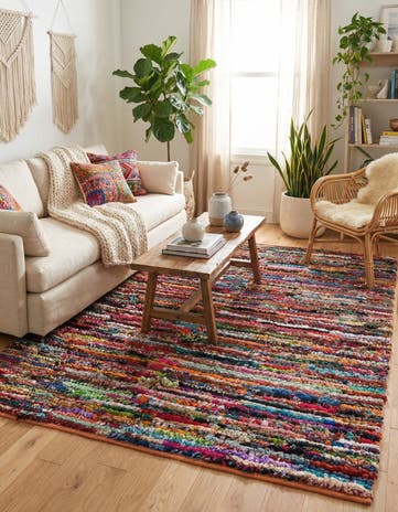 8' x 10' Handmade Braided Chindi Rug