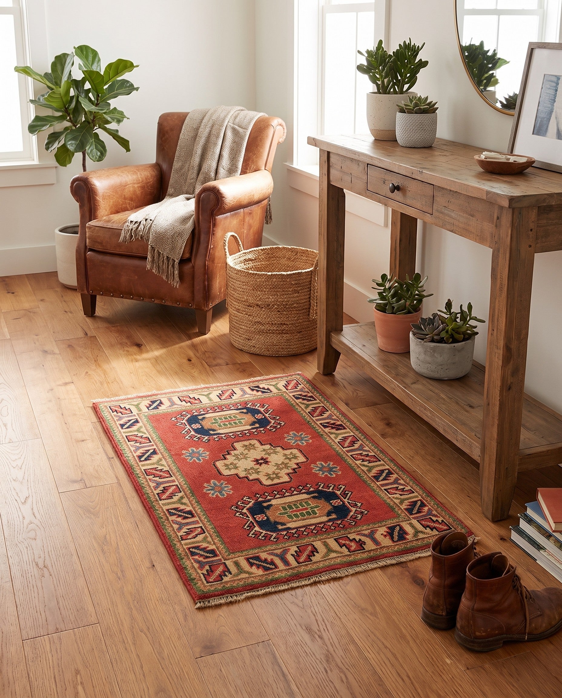 1' 11 x 3' Hand Knotted Kazak Rug