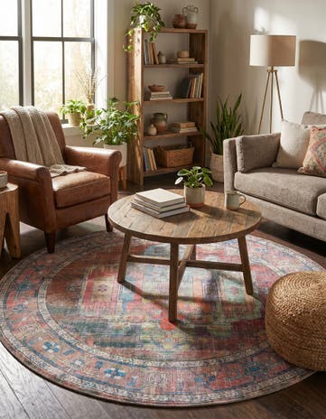 5' 3 x 5' 3 Washable Maahru Round Rug