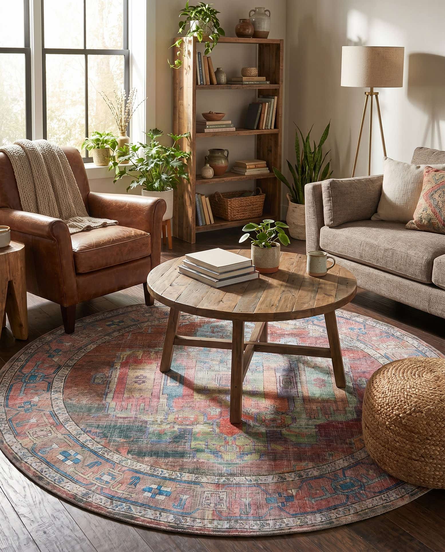5' 3 x 5' 3 Washable Maahru Round Rug