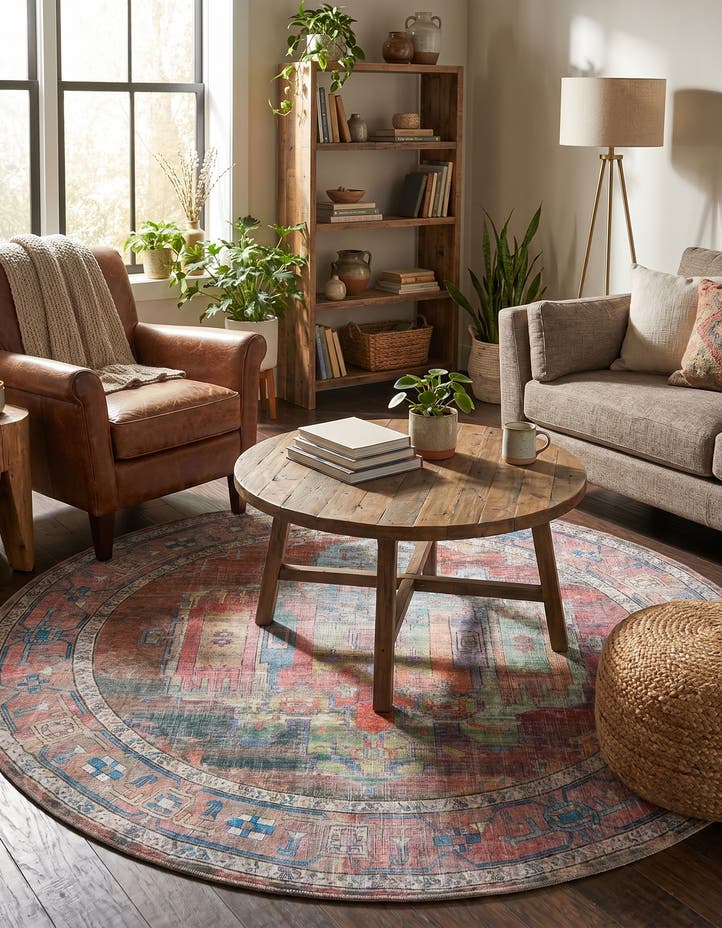 5' 3 x 5' 3 Washable Maahru Round Rug