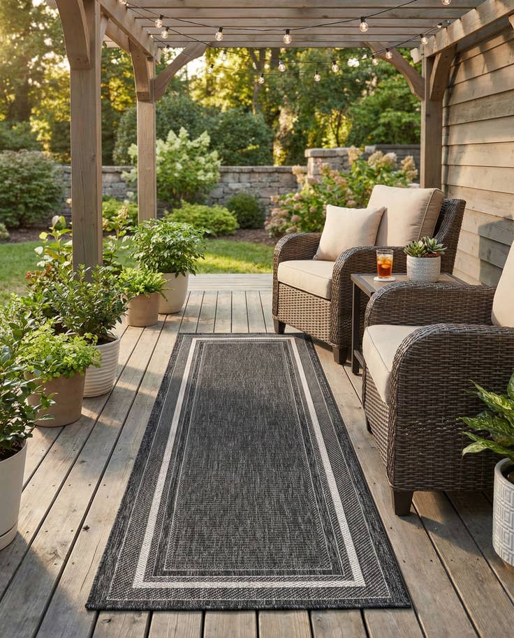 Detail image of 2' x 6' Easy-Clean Border Indoor / Outdoor Runner Rug