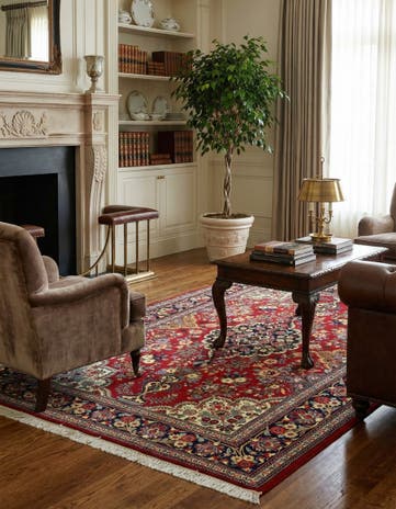 4' 9 x 7' Hand Knotted Qom Persian Rug
