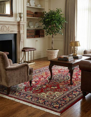 4' 9 x 7' Hand Knotted Qom Persian Rug