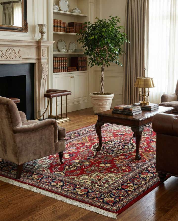 4' 9 x 7' Hand Knotted Qom Persian Rug