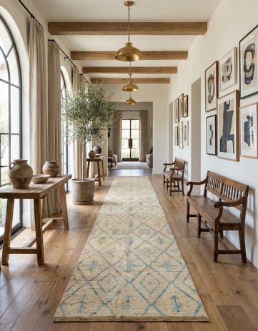 4' 1 x 19' 6 Hand Knotted Moroccan Wool Runner Rug