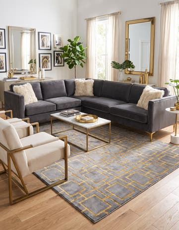 Gray and Gold Marilyn Monroe™ Glam Deco Rug