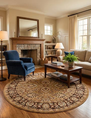 Tan Aditi Round Rug