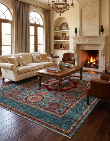 9' x 12' 5 Hand Knotted Mamluk Ziegler Rug