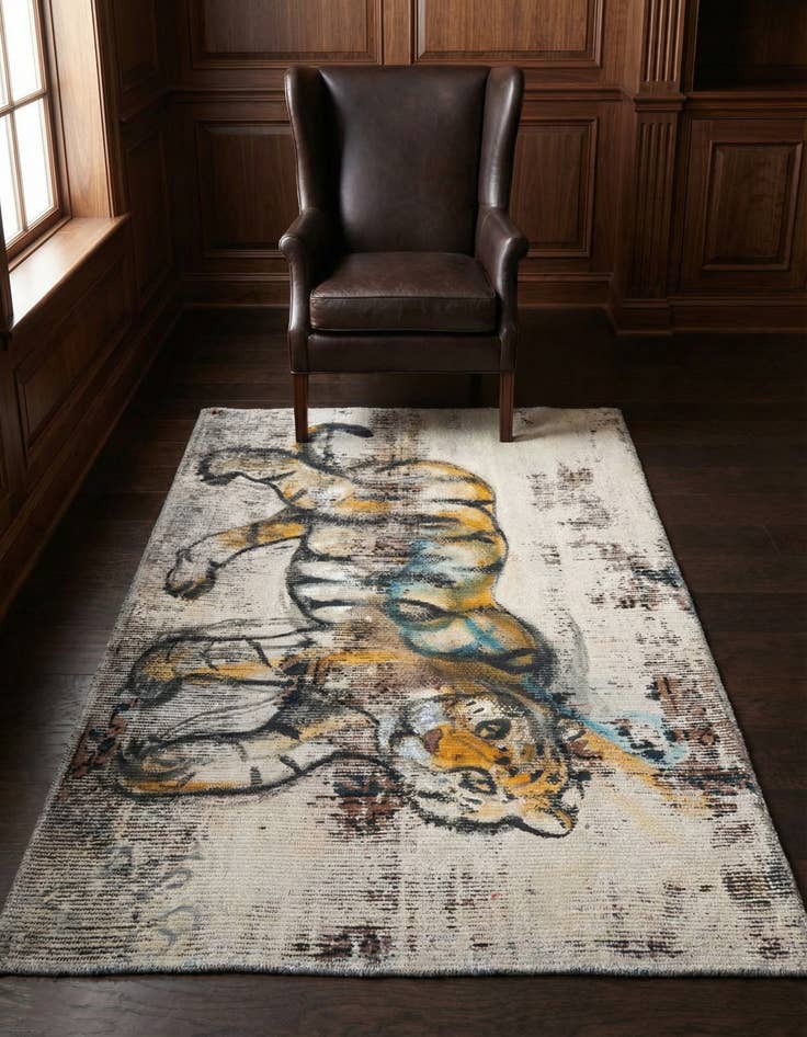 Detail image of 3' 2 x 4' 4 Hand Knotted Ultra Vintage Persian Wool Rug