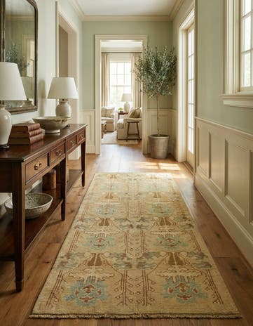 4' 6 x 8' 3 Hand Knotted Oushak Wool Runner Rug