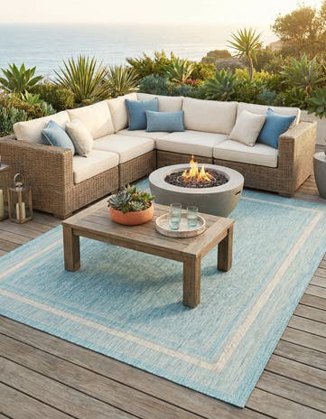 7' x 10' Easy-Clean Border Indoor / Outdoor Rug