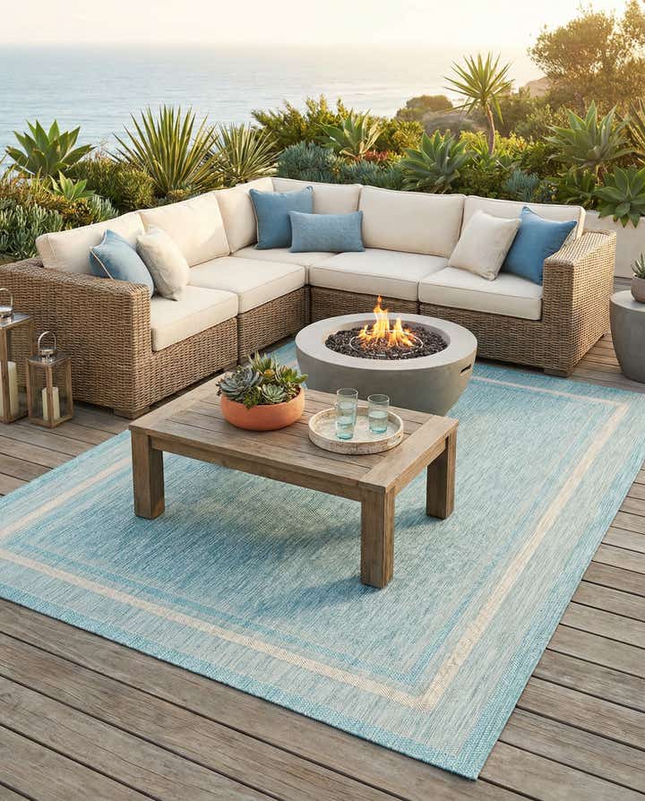 7' x 10' Easy-Clean Border Indoor / Outdoor Rug