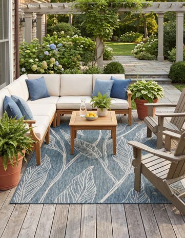 5' 3 x 8' Easy-Clean Botanical Indoor / Outdoor Rug
