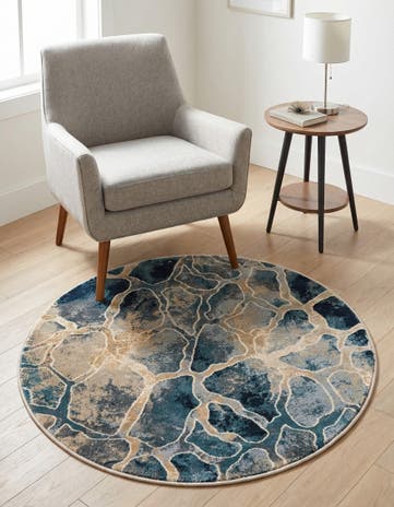 Navy Blue Gossamer Round Rug