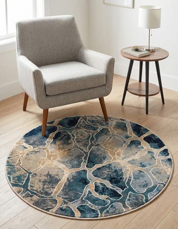 Navy Blue Gossamer Round Rug