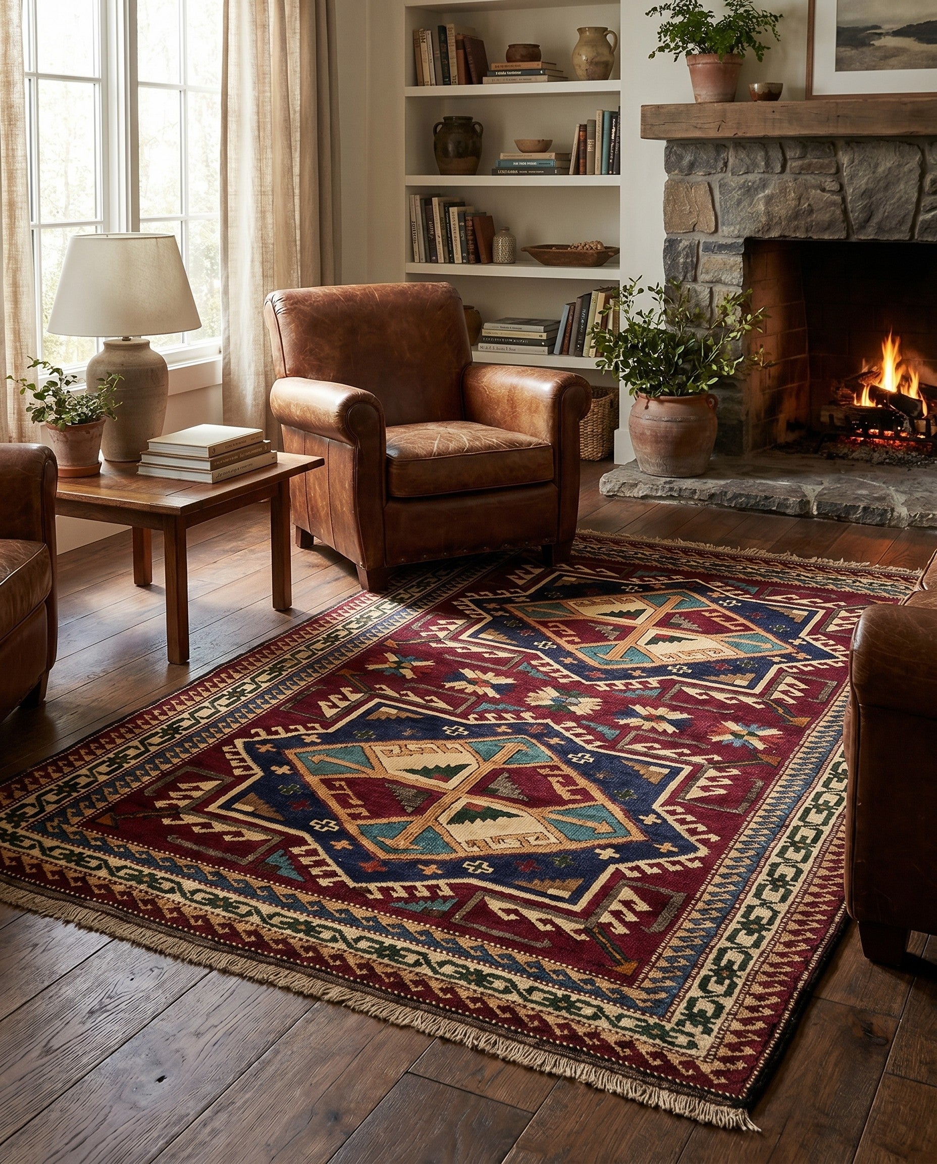 4' x 5' 7 Hand Knotted Kars Wool Rug