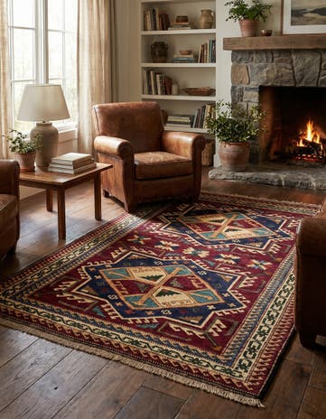 4' x 5' 7 Hand Knotted Kars Wool Rug