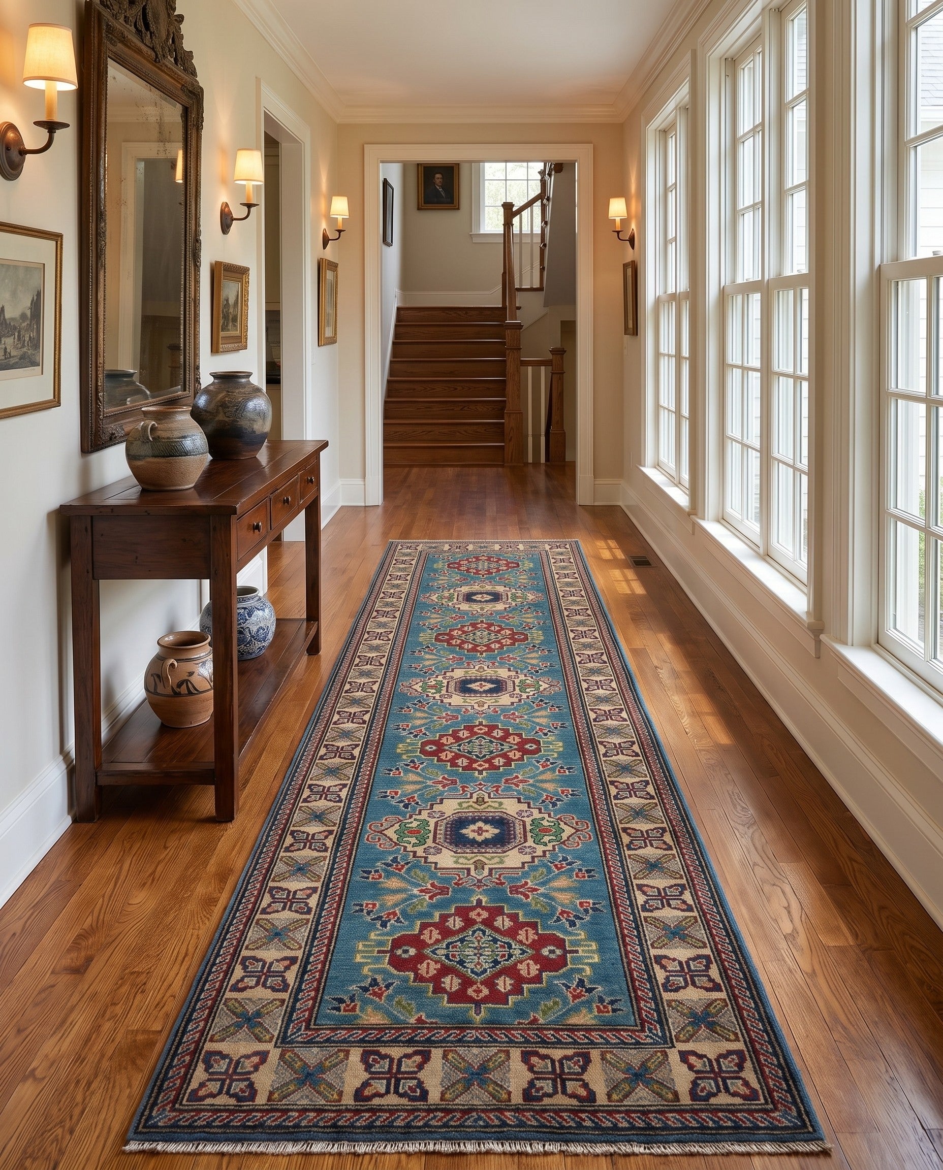 2' 7 x 10' Hand Knotted Kazak Runner Rug