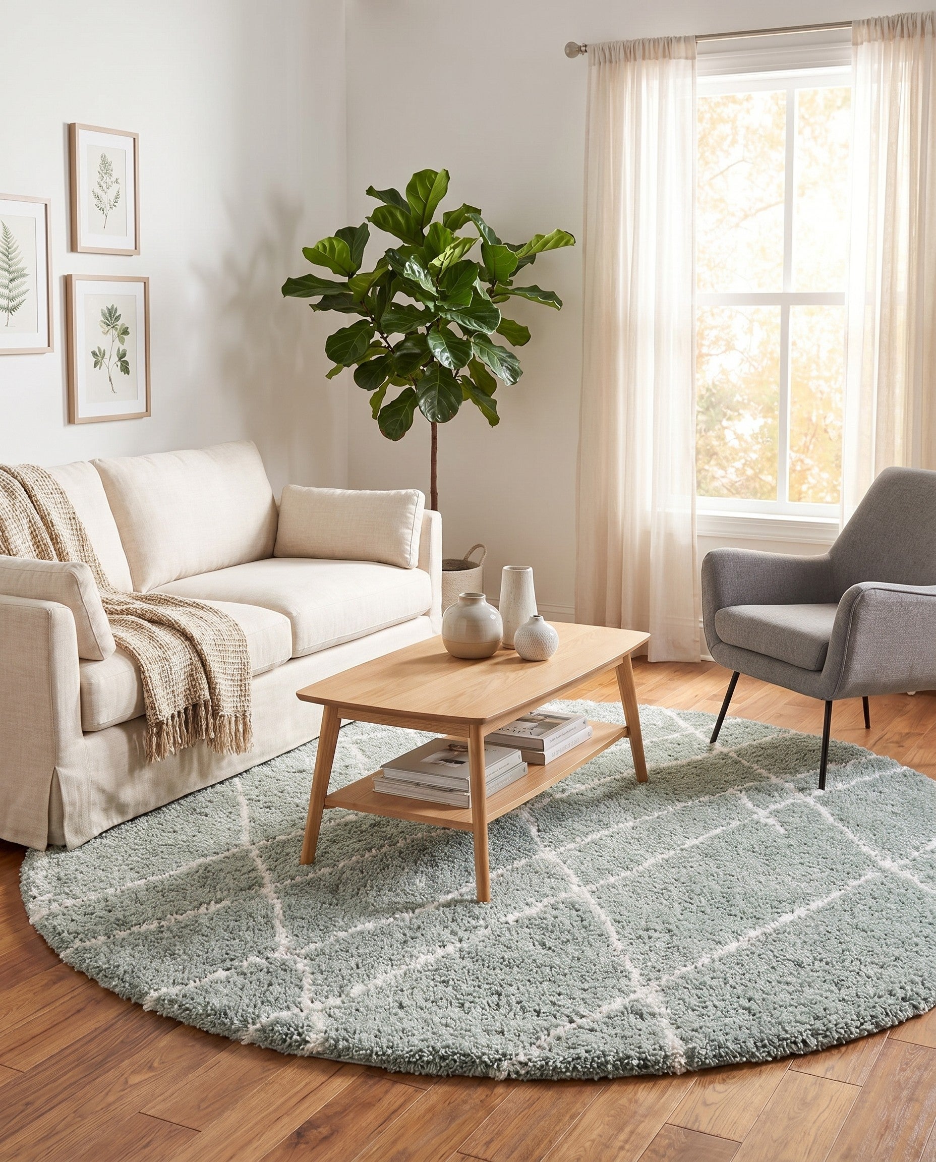 Sage Green Soft Touch Shag Round Rug