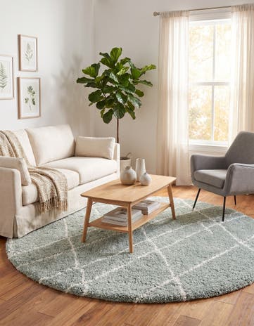 Sage Green Soft Touch Shag Round Rug