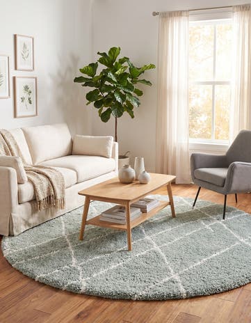 Sage Green Soft Touch Shag Round Rug