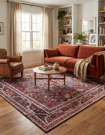 Burgundy Washable Timeless Square Rug