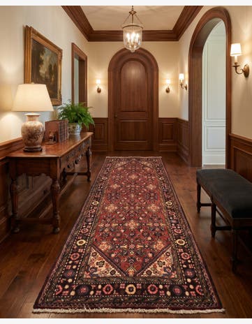 3' 4 x 8' 5 Hand Knotted Hossainabad Persian Wool Runner Rug