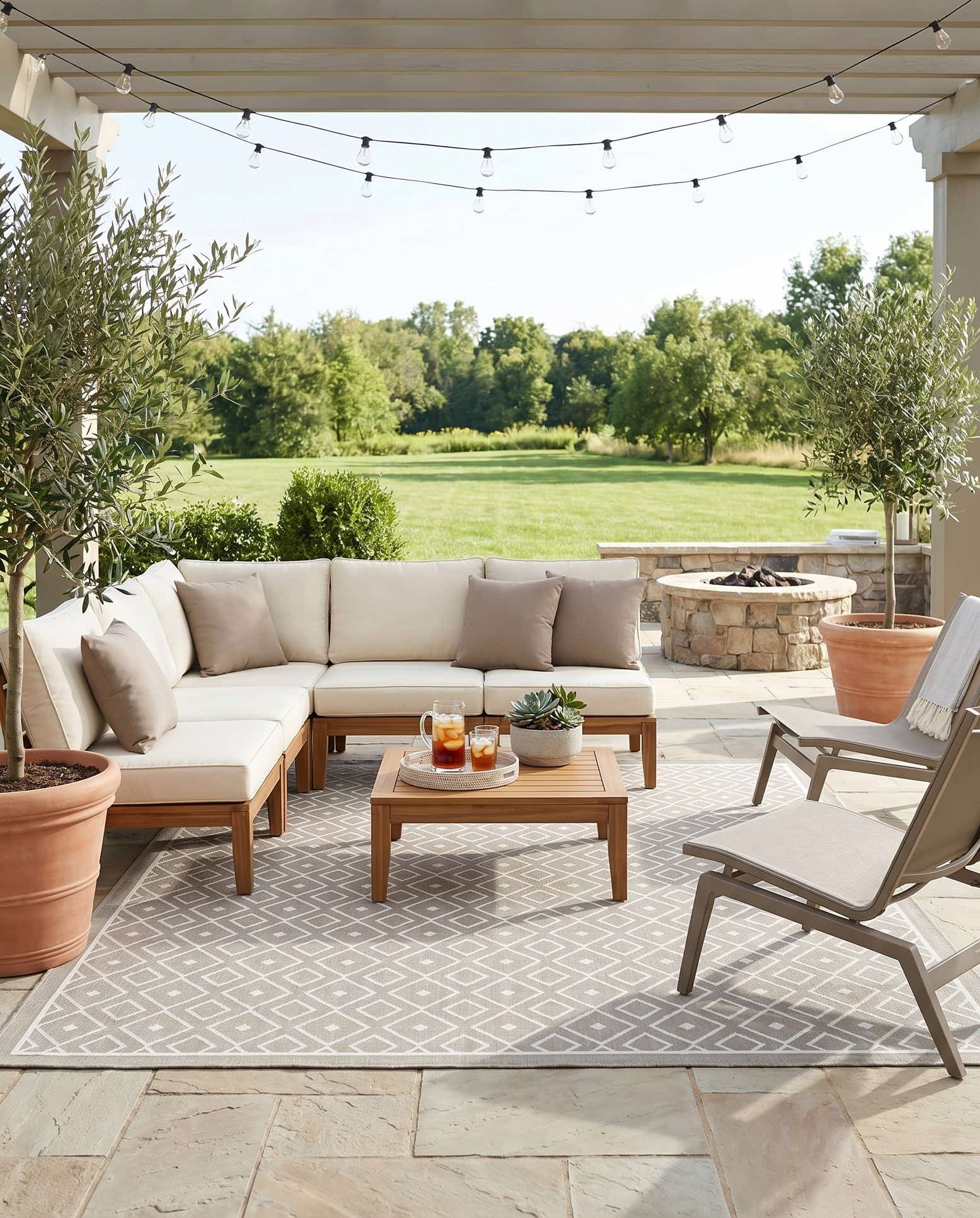7' 10 x 10' Easy-Clean Lattice Indoor / Outdoor Rug
