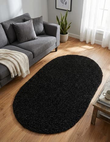 3' x 5' 3 Solid Shag Oval Rug