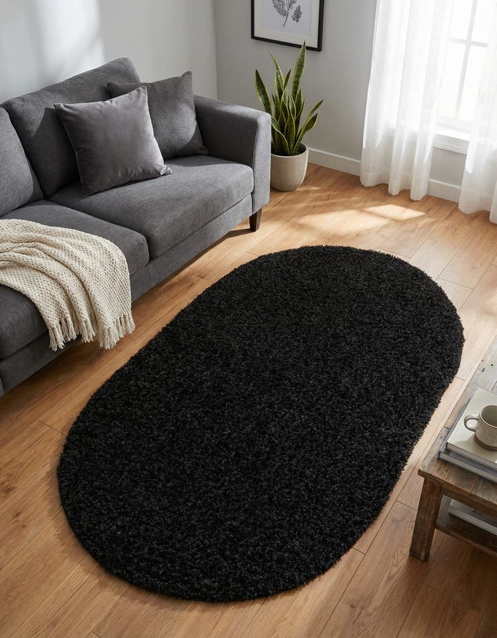 3' x 5' 3 Solid Shag Oval Rug