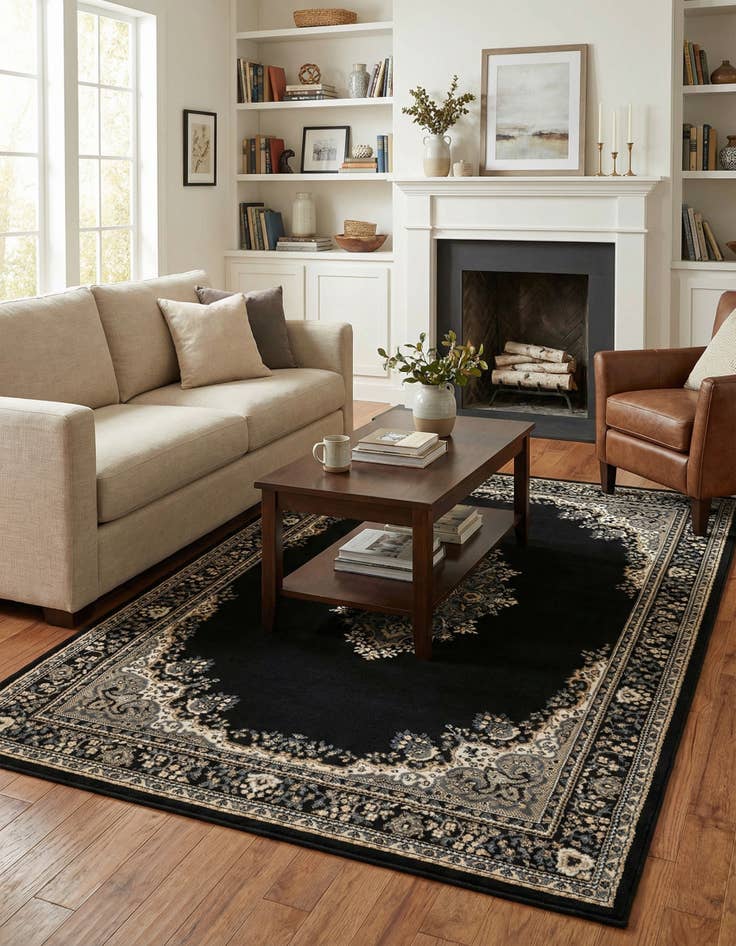 Detail image of 5' 3 x 8' Mashad Design Rug