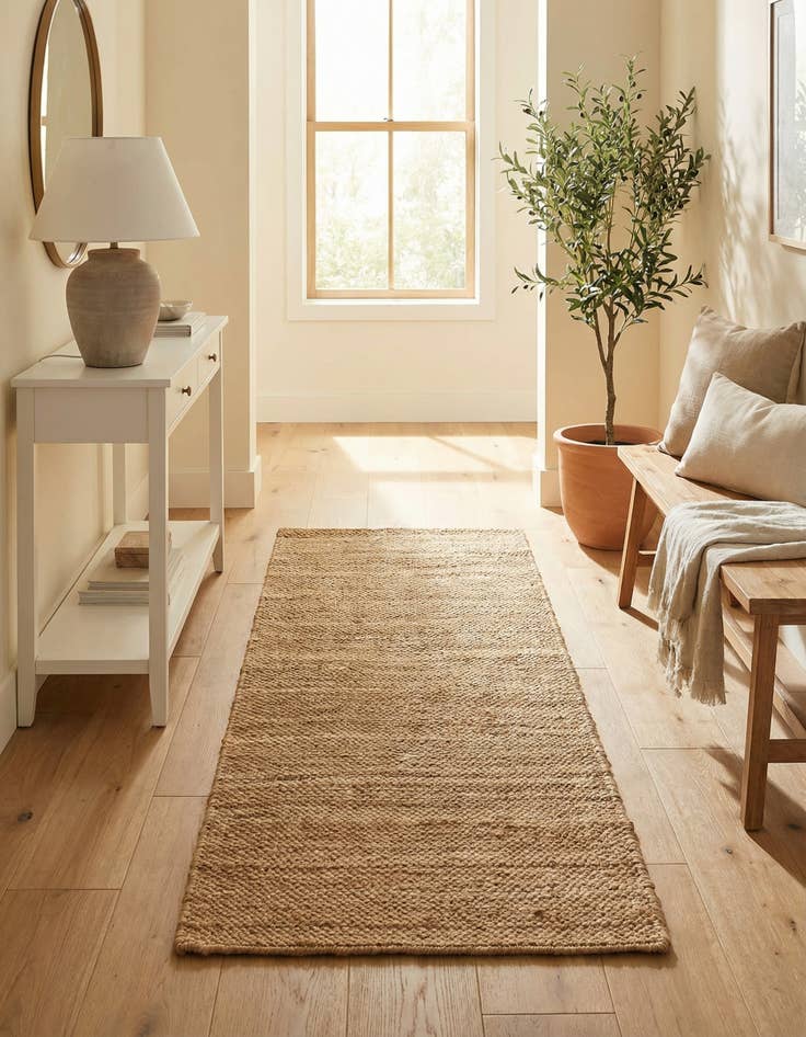 Detail image of 2' 7 x 6' 1 Hand Woven Chunky Jute Runner Rug