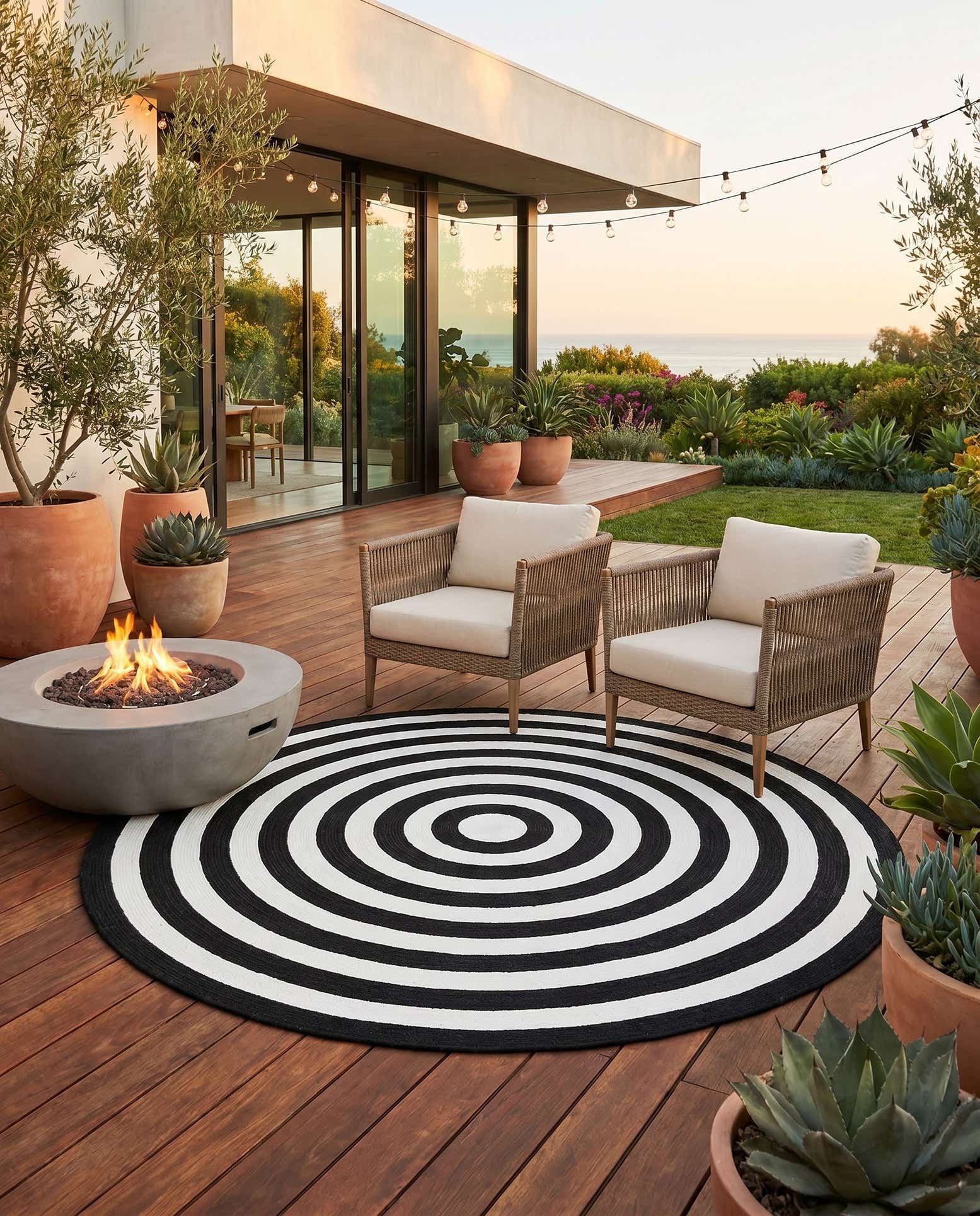 7' 10 x 7' 10 Easy-Clean Eco Verse Washable Indoor / Outdoor Round Rug