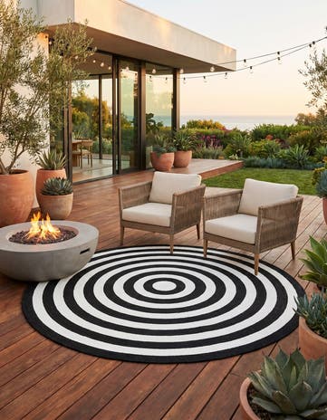 7' 10 x 7' 10 Easy-Clean Eco Verse Washable Indoor / Outdoor Round Rug